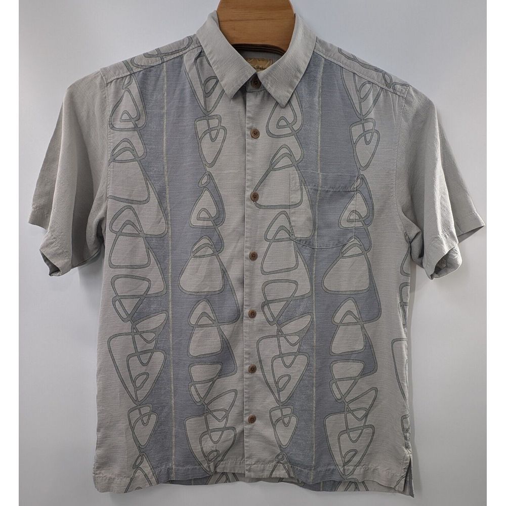 Tommy Bahama Medium Silk Green Shirt Abstract Geometric Casual Hawaiian Business